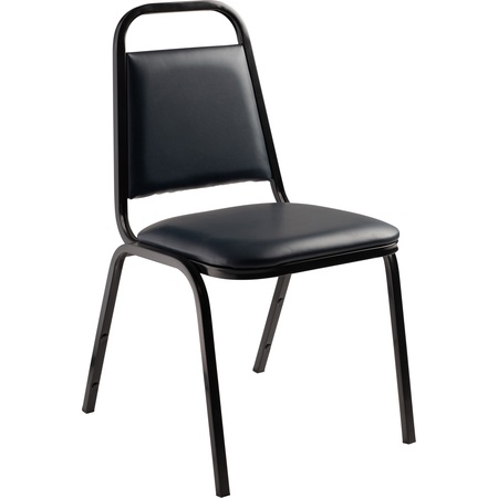 NATIONAL PUBLIC SEATING Vinyl Upholstered Stack Chair, Midnight Blue Seat/Black Sandtex Frame 9104-B